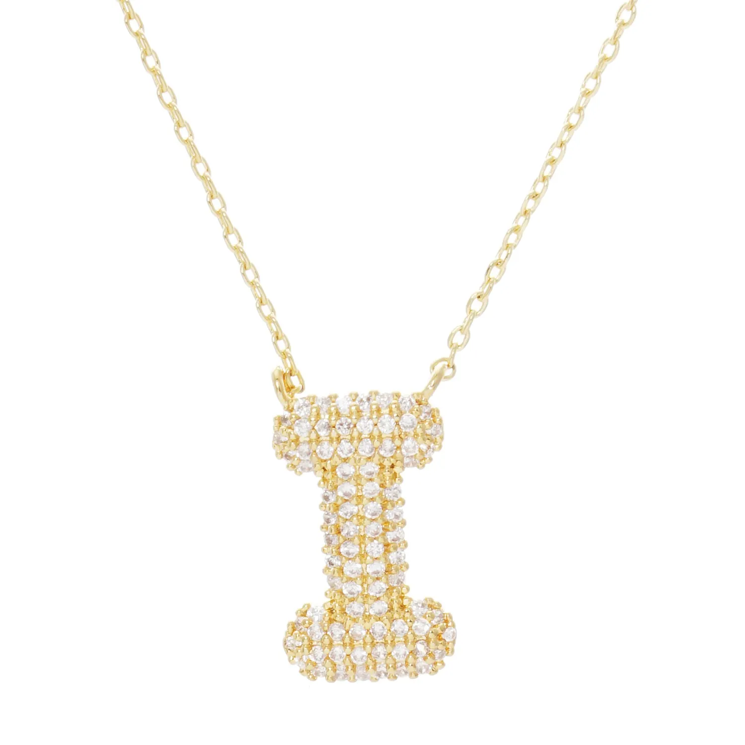 Crystal Puff Initial Necklace I