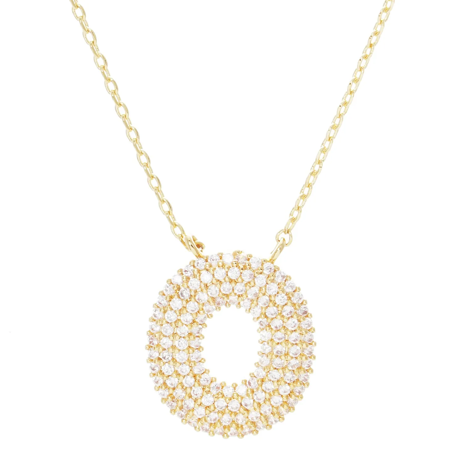Crystal Puff Initial Necklace O