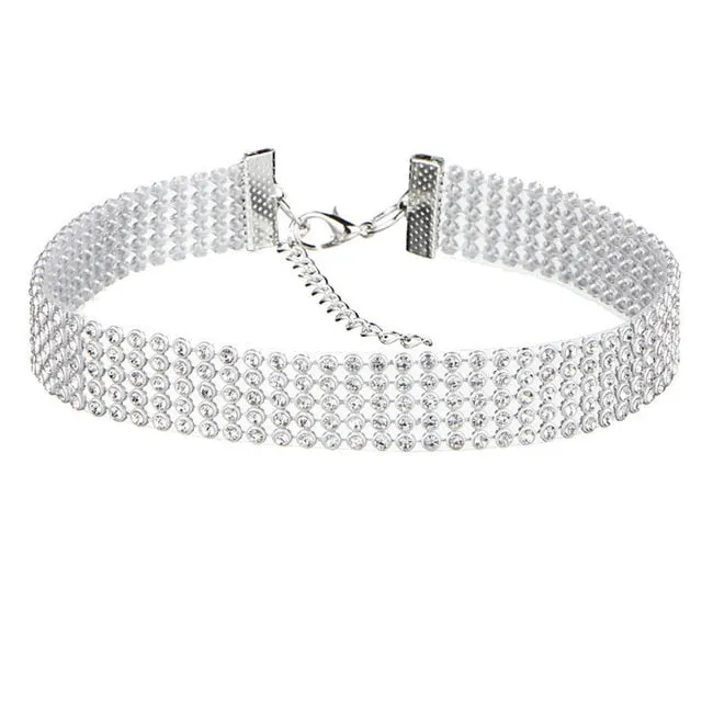 Crystal Rhinestone Gothic Choker Jewelry Necklace for Woman