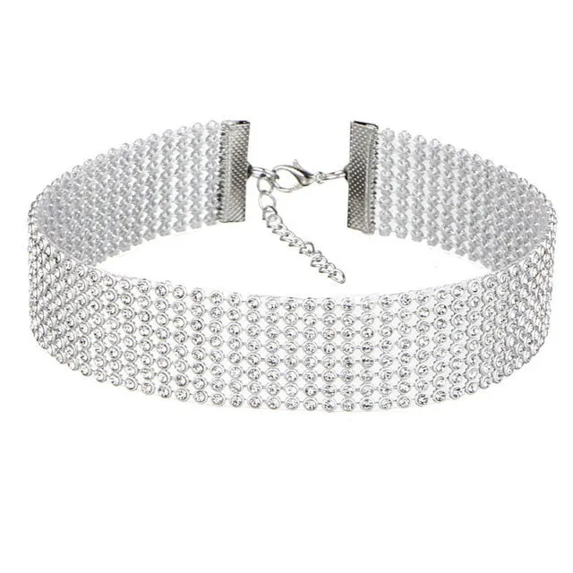Crystal Rhinestone Gothic Choker Jewelry Necklace for Woman