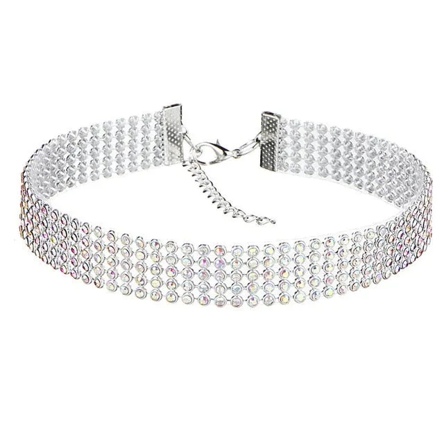 Crystal Rhinestone Gothic Choker Jewelry Necklace for Woman