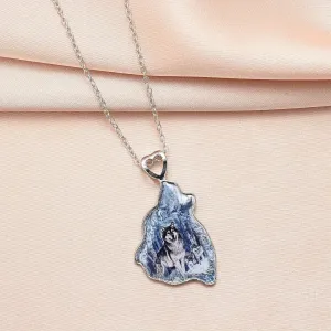 Crystal Wolf Pendant Necklace Men's Birthday Anniversary Gift