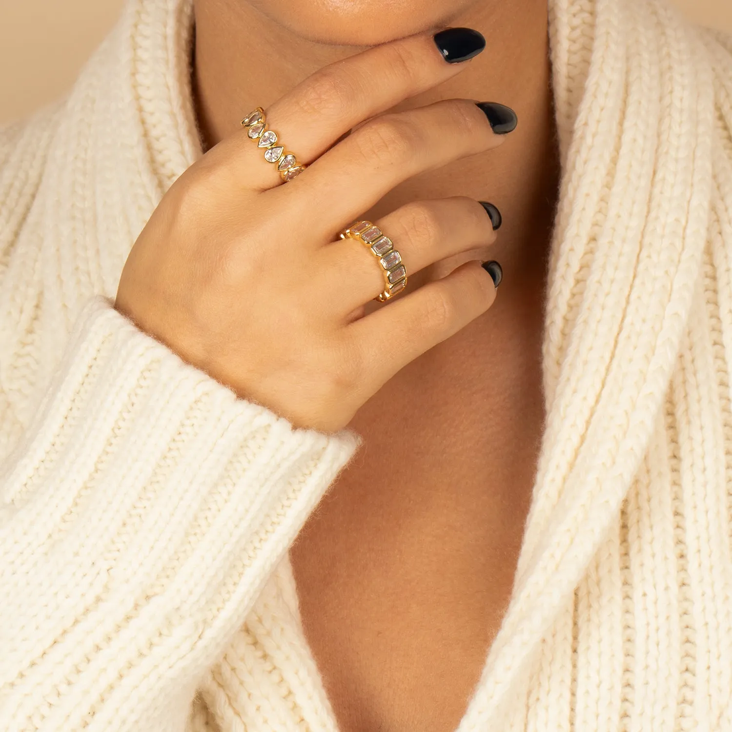 CZ Bezel Teardrop Eternity Band