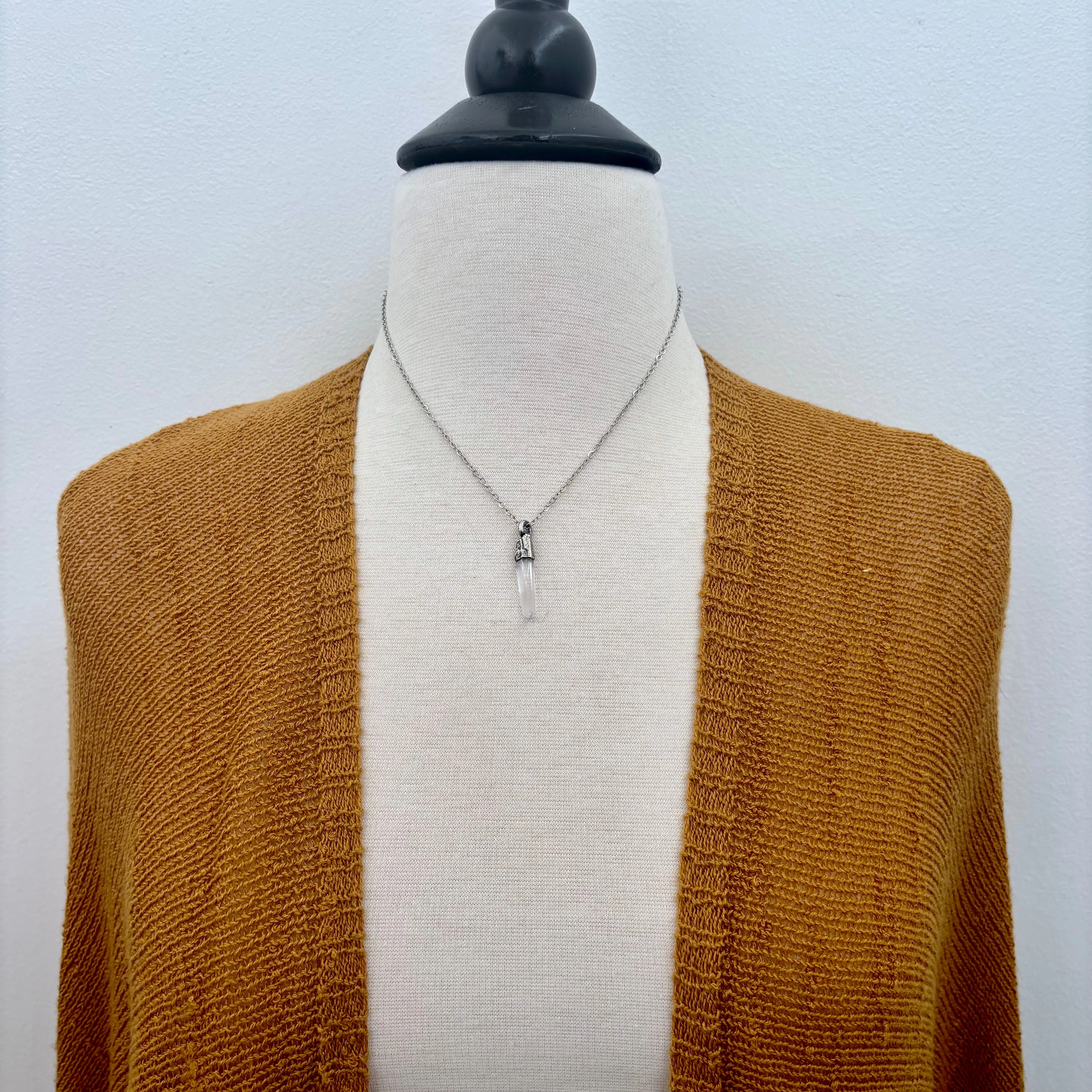 Dainty Raw Clear Quartz Necklace in Silver/ Foxlark Collection