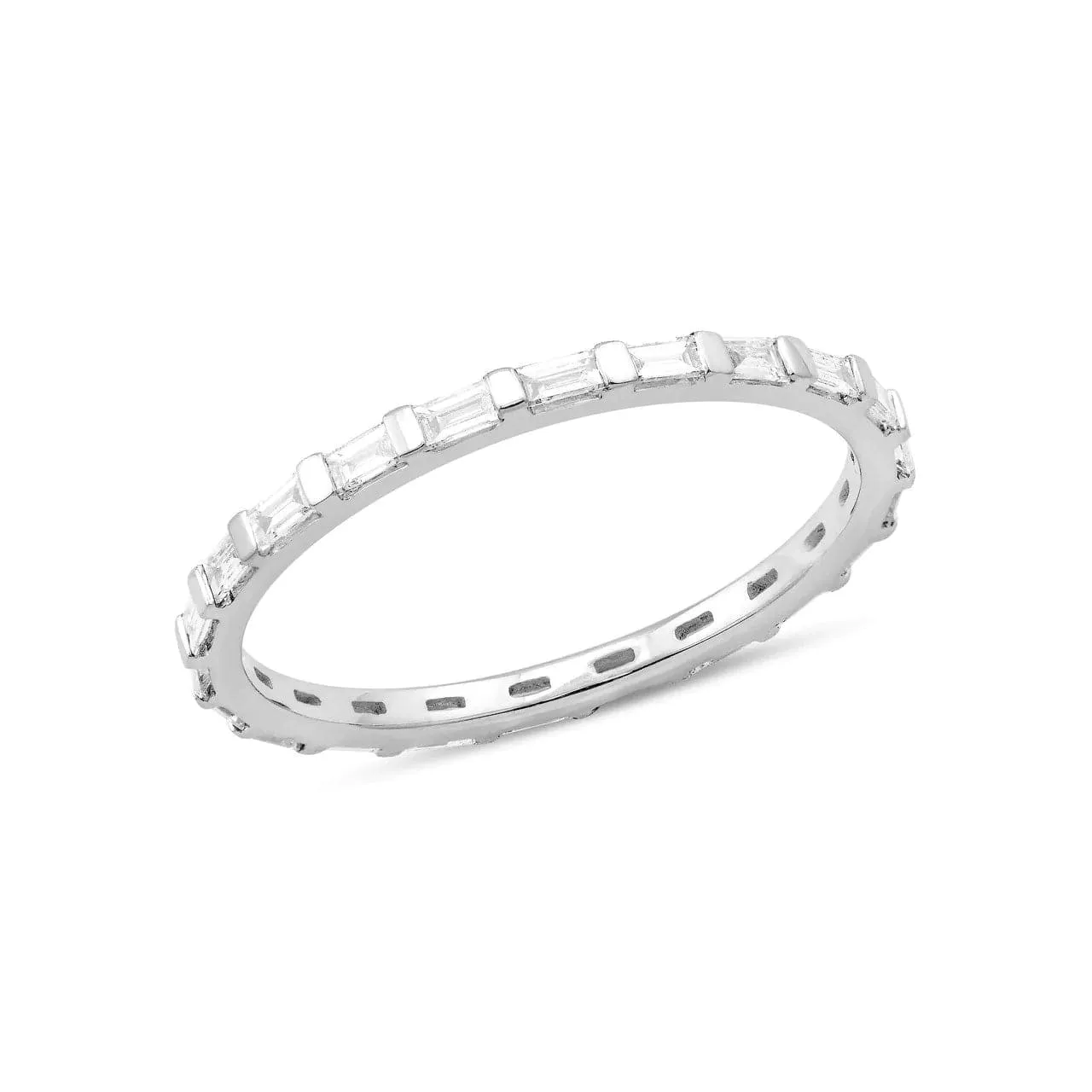 Dana Rebecca Designs Sadie Pearl Baguette Diamond Eternity Ring - White Gold