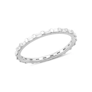 Dana Rebecca Designs Sadie Pearl Baguette Diamond Eternity Ring - White Gold