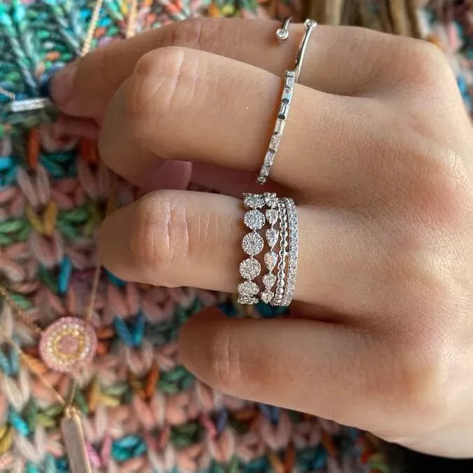 Dana Rebecca Designs Sadie Pearl Baguette Diamond Eternity Ring - White Gold