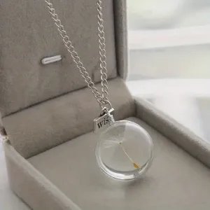 Dandelion Oval Crystal Pendant Necklace for Men