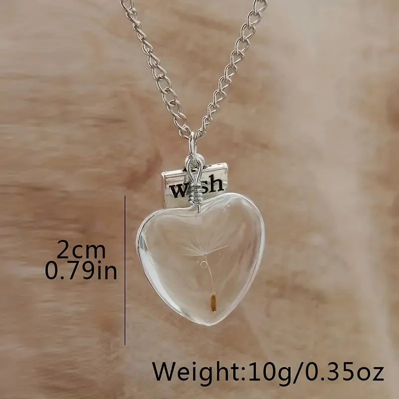 Dandelion Oval Crystal Pendant Necklace for Men