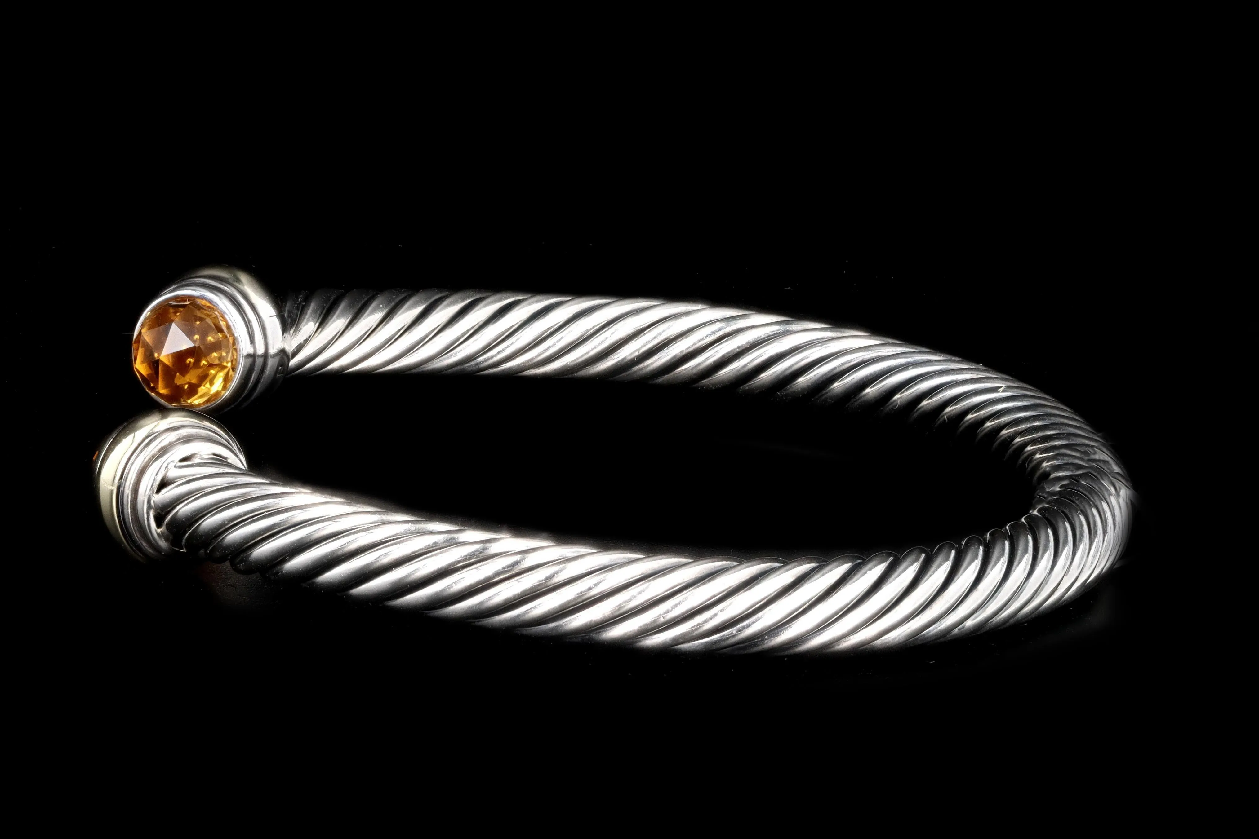 David Yurman Sterling Silver/14K Yellow Gold 5MM Cuff Citrine