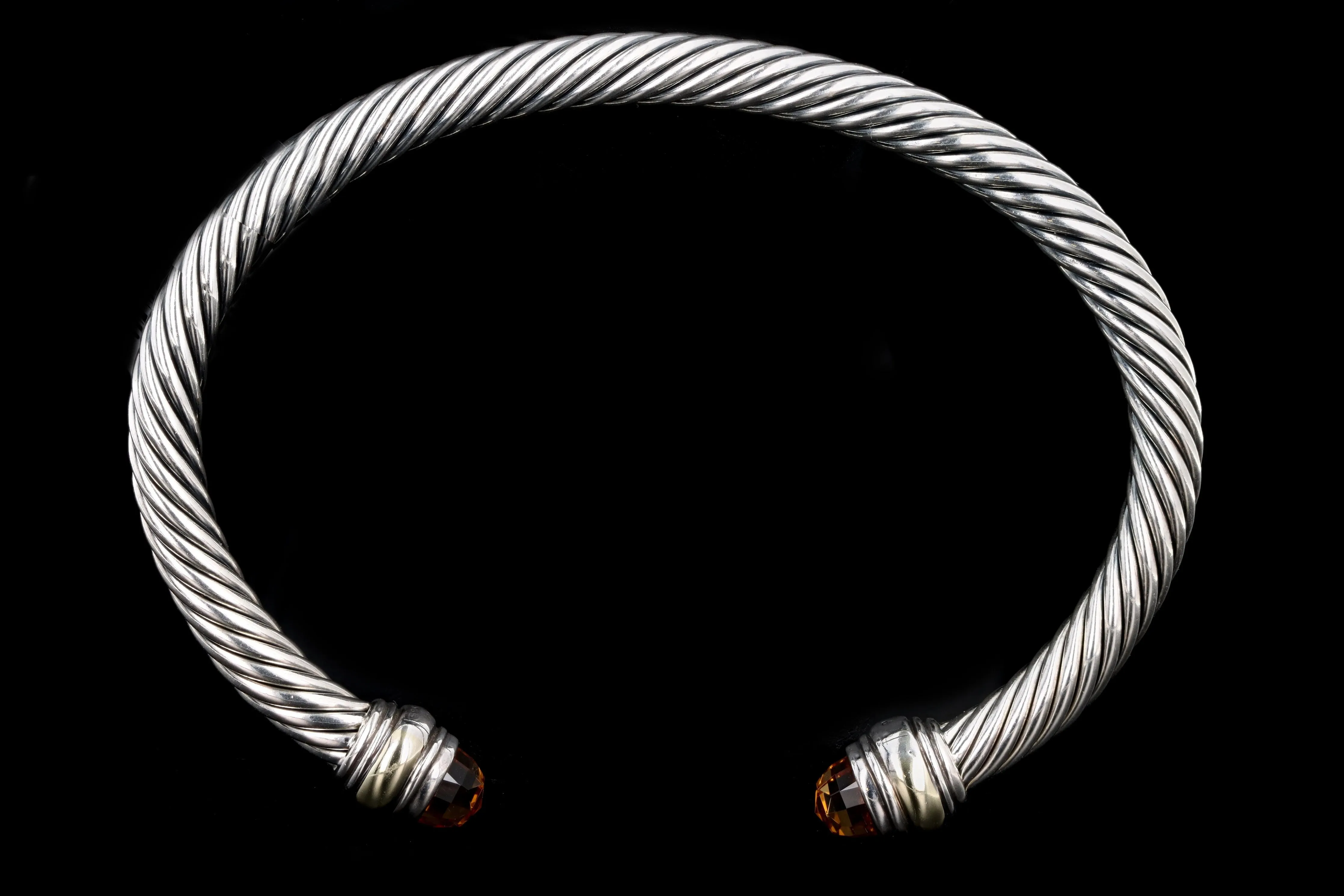 David Yurman Sterling Silver/14K Yellow Gold 5MM Cuff Citrine