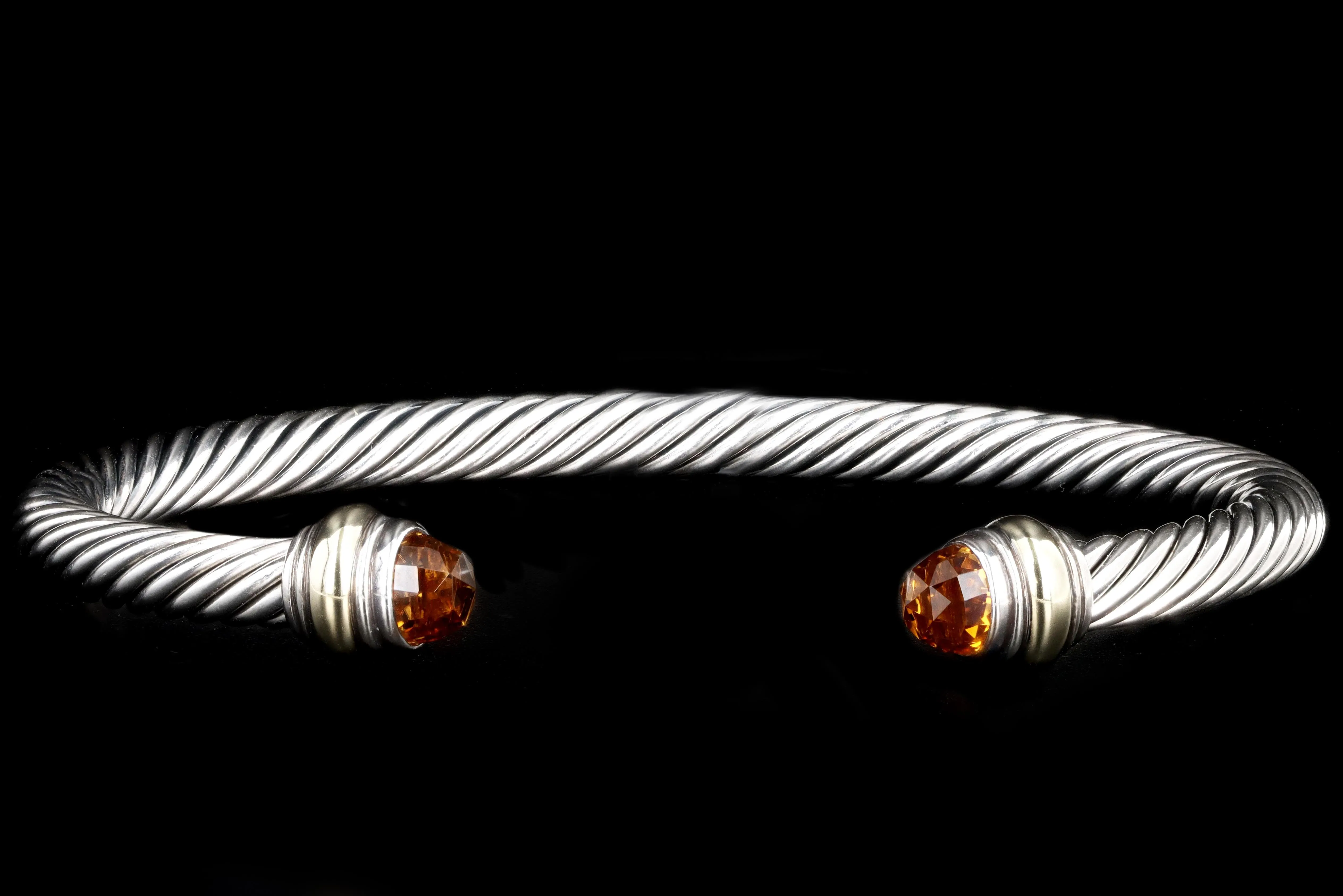 David Yurman Sterling Silver/14K Yellow Gold 5MM Cuff Citrine