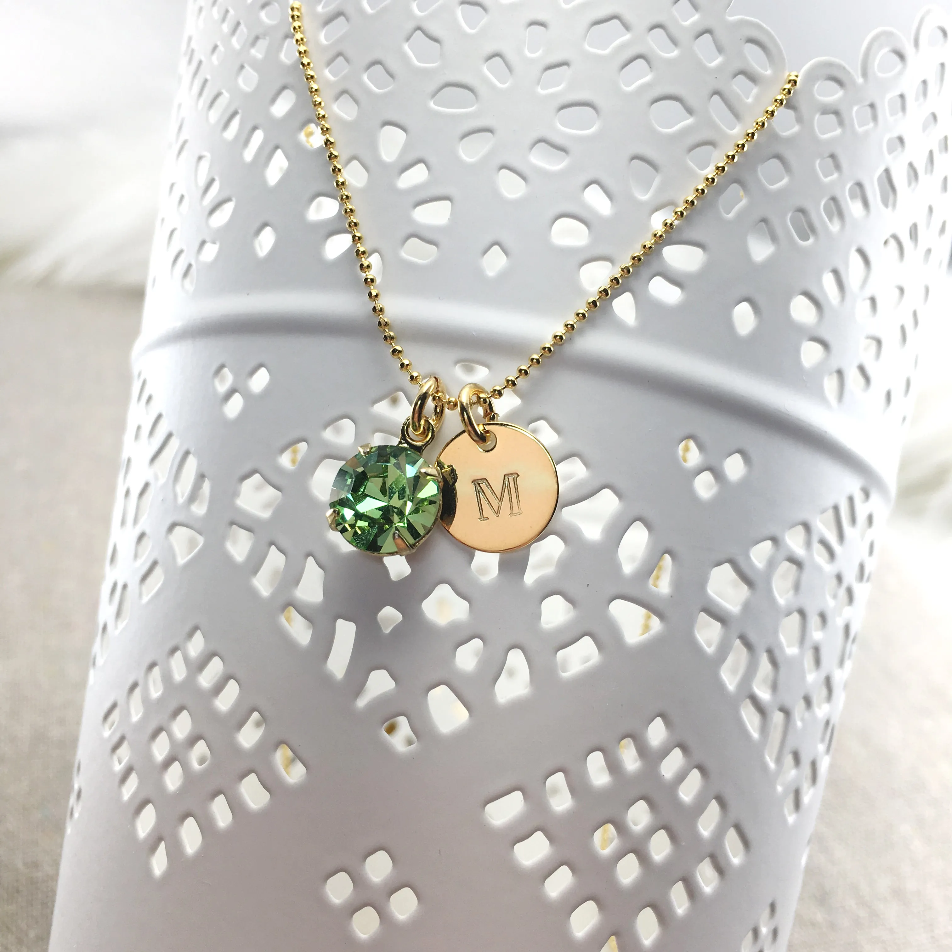 Diamante Birthstone Initial Necklace