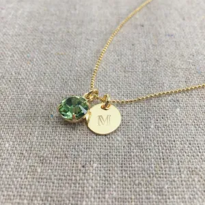 Diamante Birthstone Initial Necklace