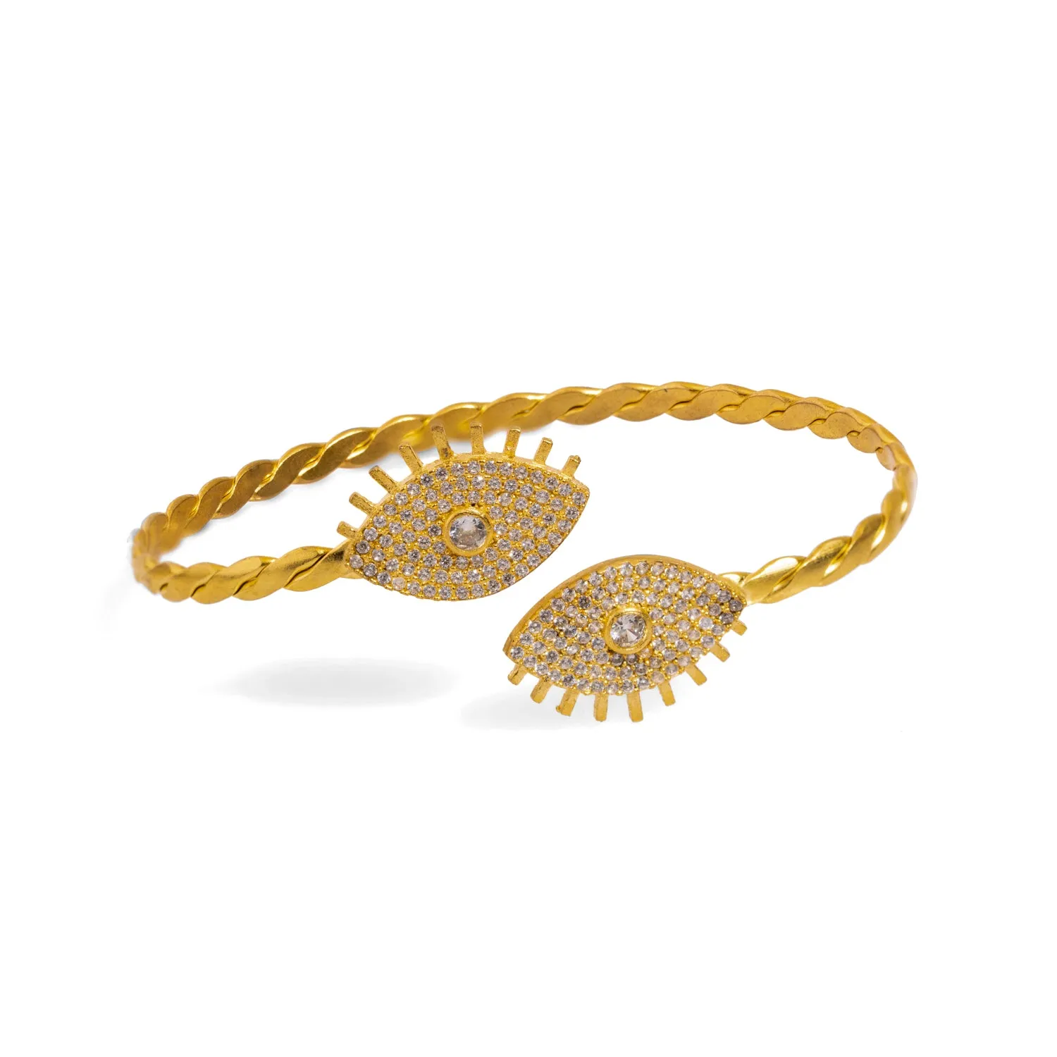 Diamond & Gold Guardian Evil Eye Cuff Bracelet