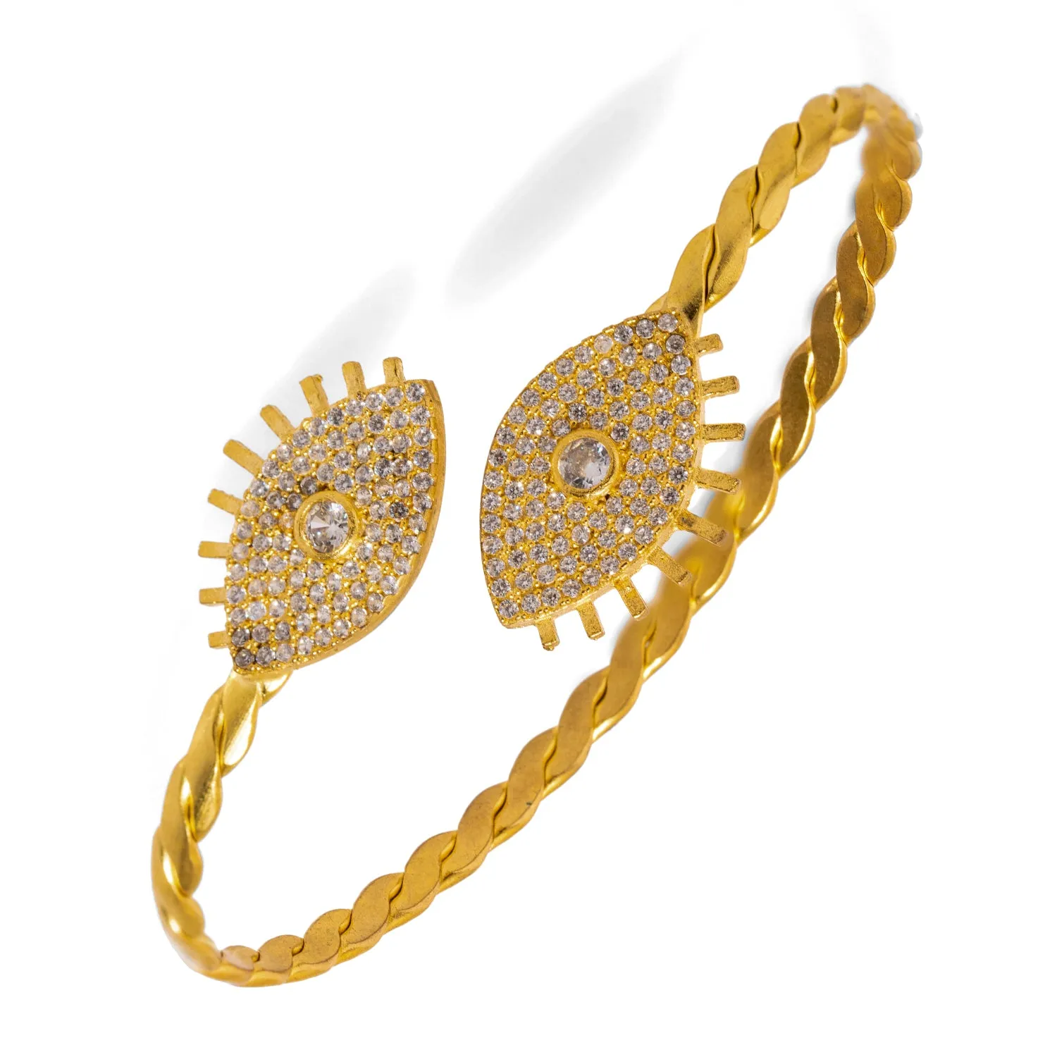 Diamond & Gold Guardian Evil Eye Cuff Bracelet