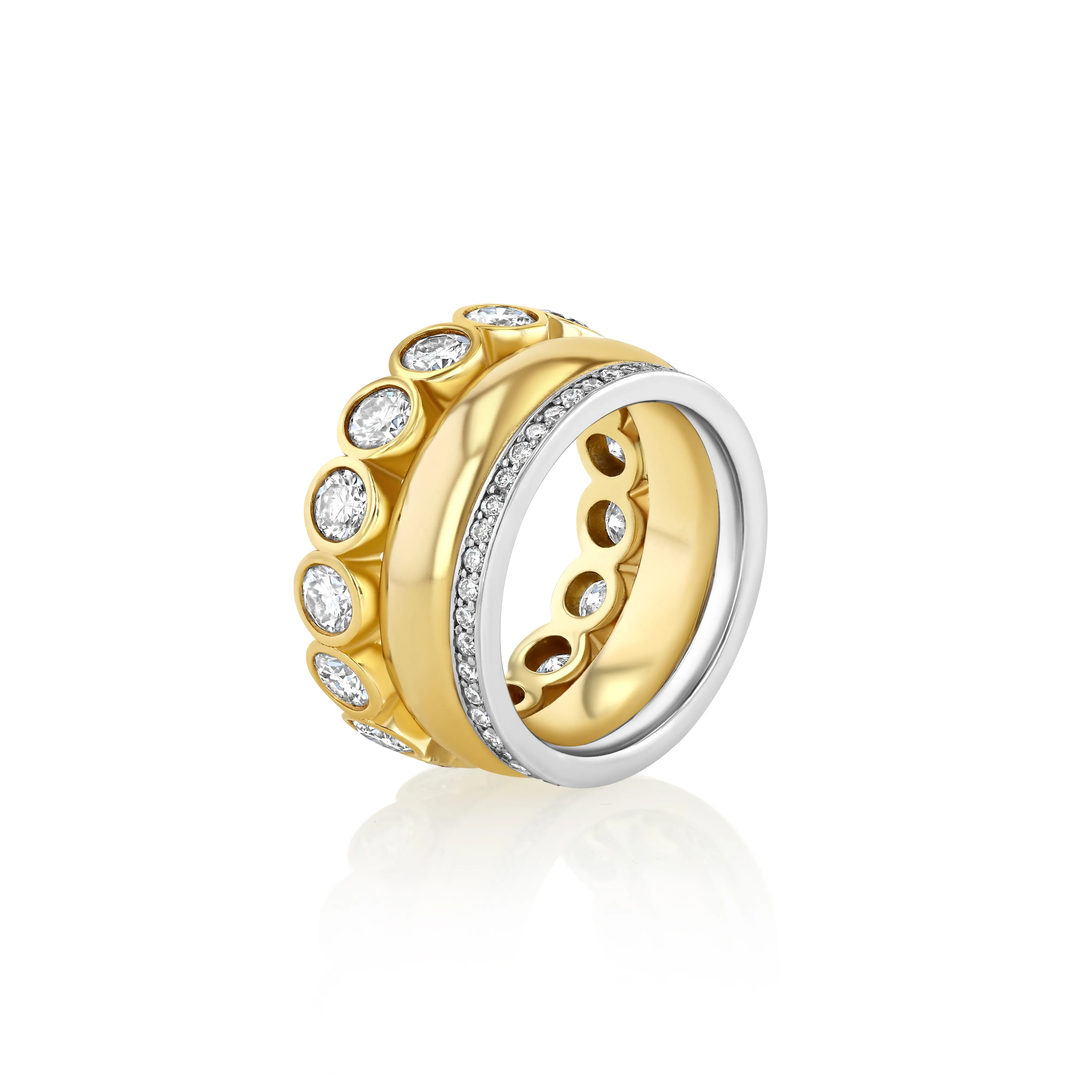 Diamond and Moissanite Bezel Triple