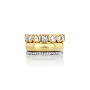 Diamond and Moissanite Bezel Triple