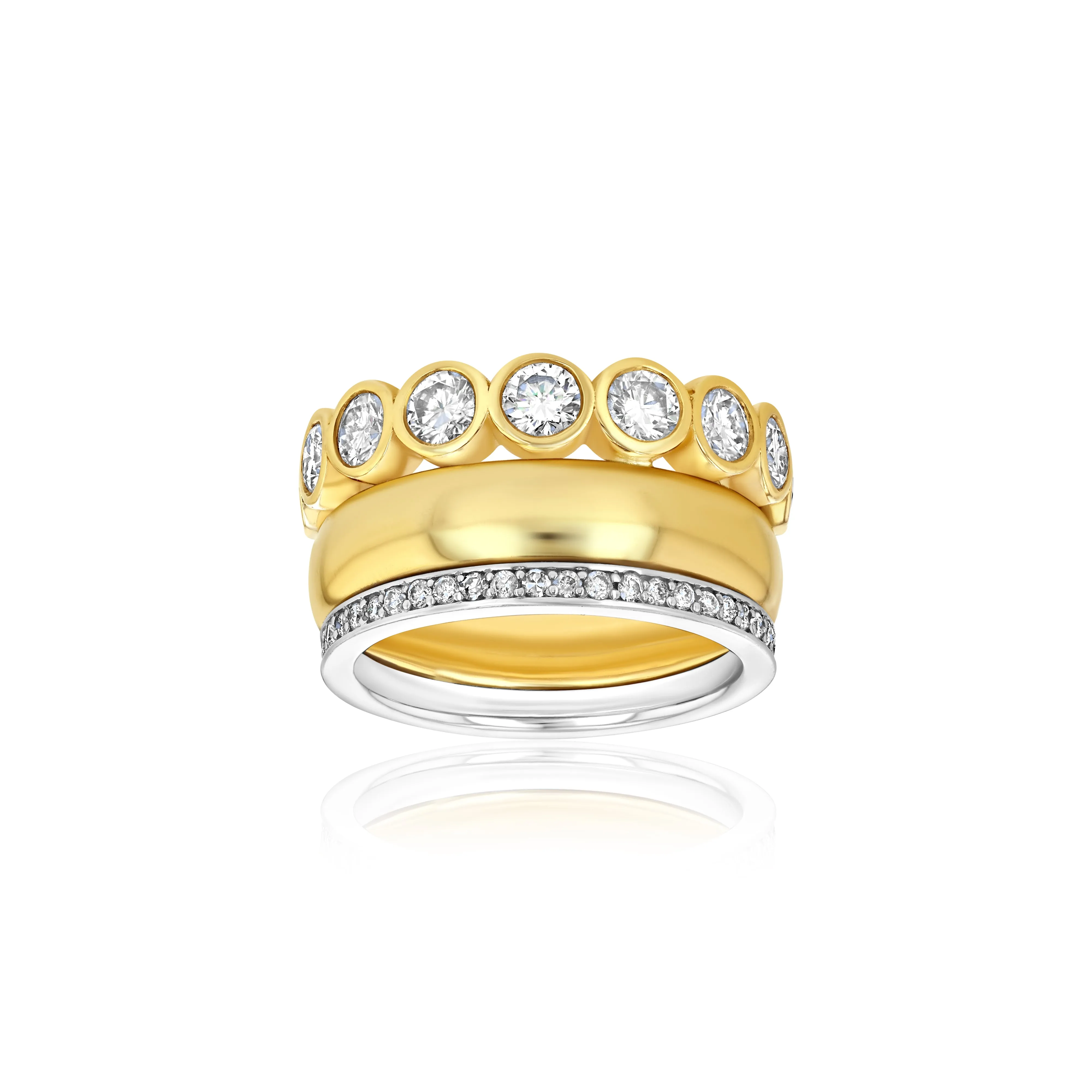 Diamond and Moissanite Bezel Triple