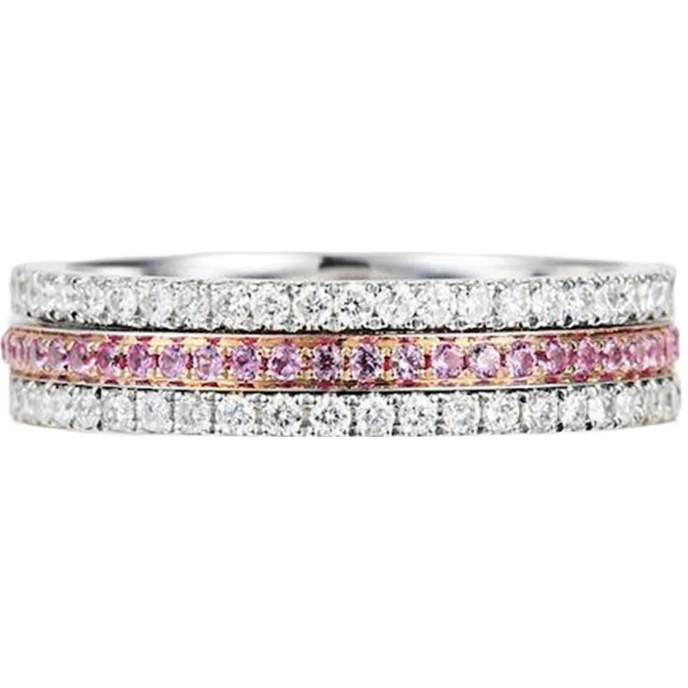 Diamond and Pink Sapphire 3 Row Full Eternity Ring