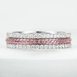 Diamond and Pink Sapphire 3 Row Full Eternity Ring