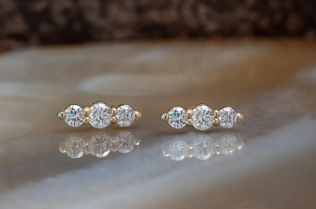 Diamond climber earrings stud earrings gold 0.40 carat