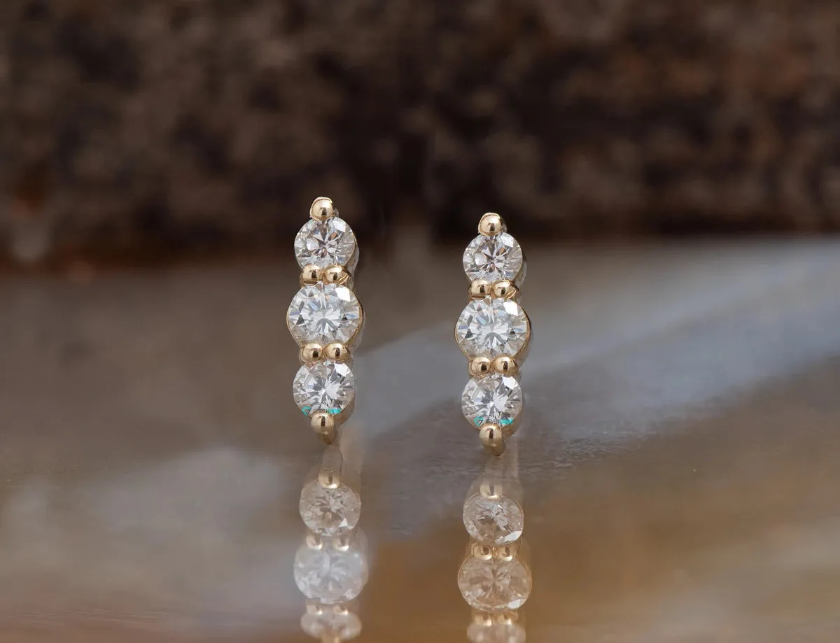 Diamond climber earrings stud earrings gold 0.40 carat