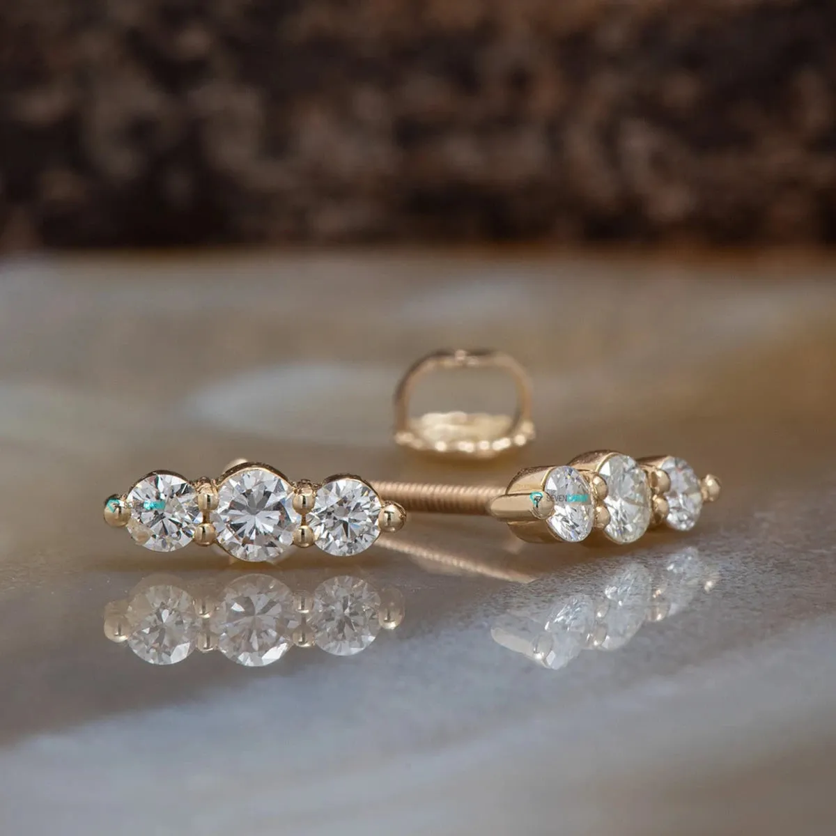 Diamond climber earrings stud earrings gold 0.40 carat