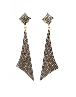 Diamond Encrusted Long Triangle Earrings