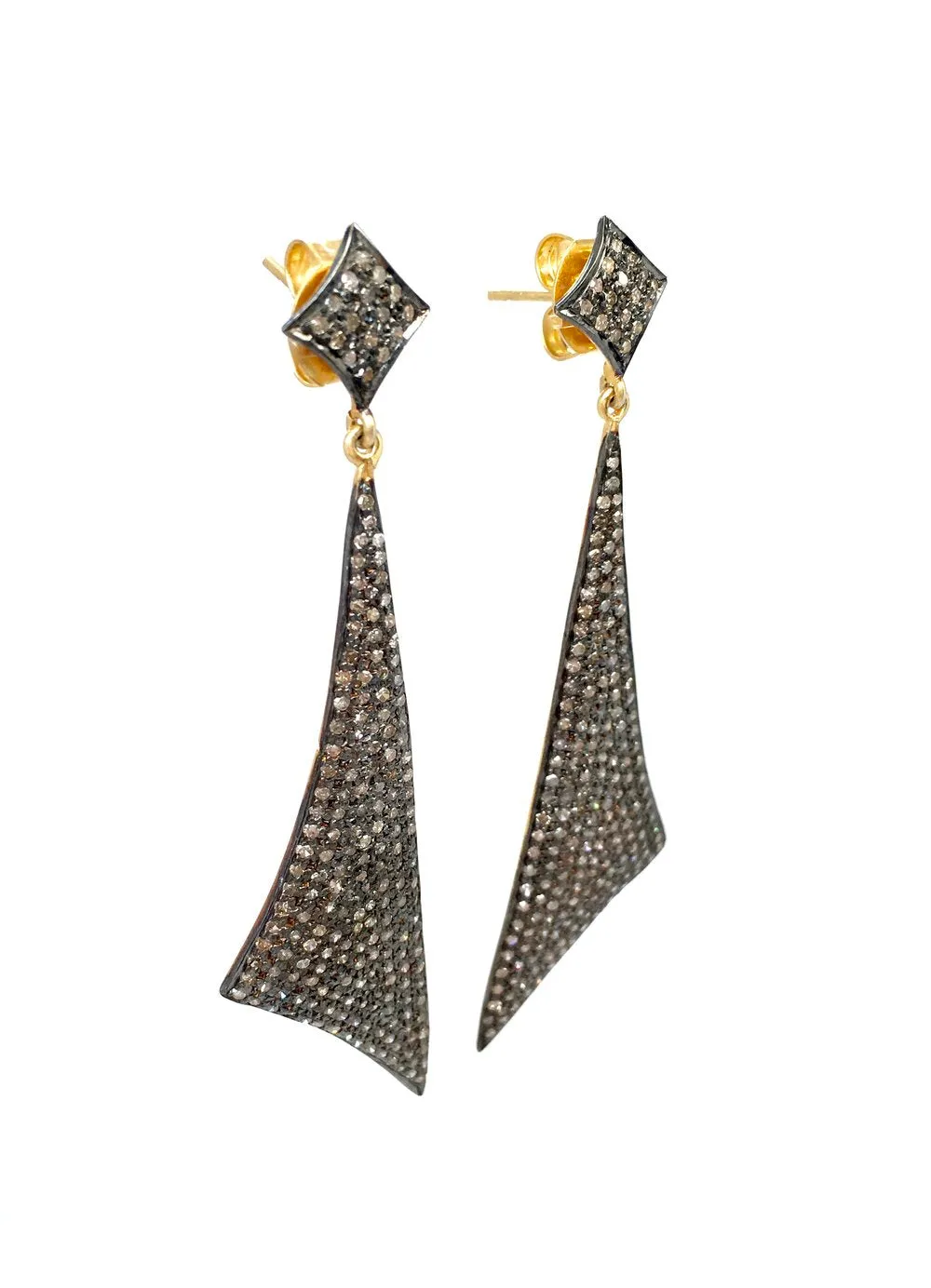 Diamond Encrusted Long Triangle Earrings