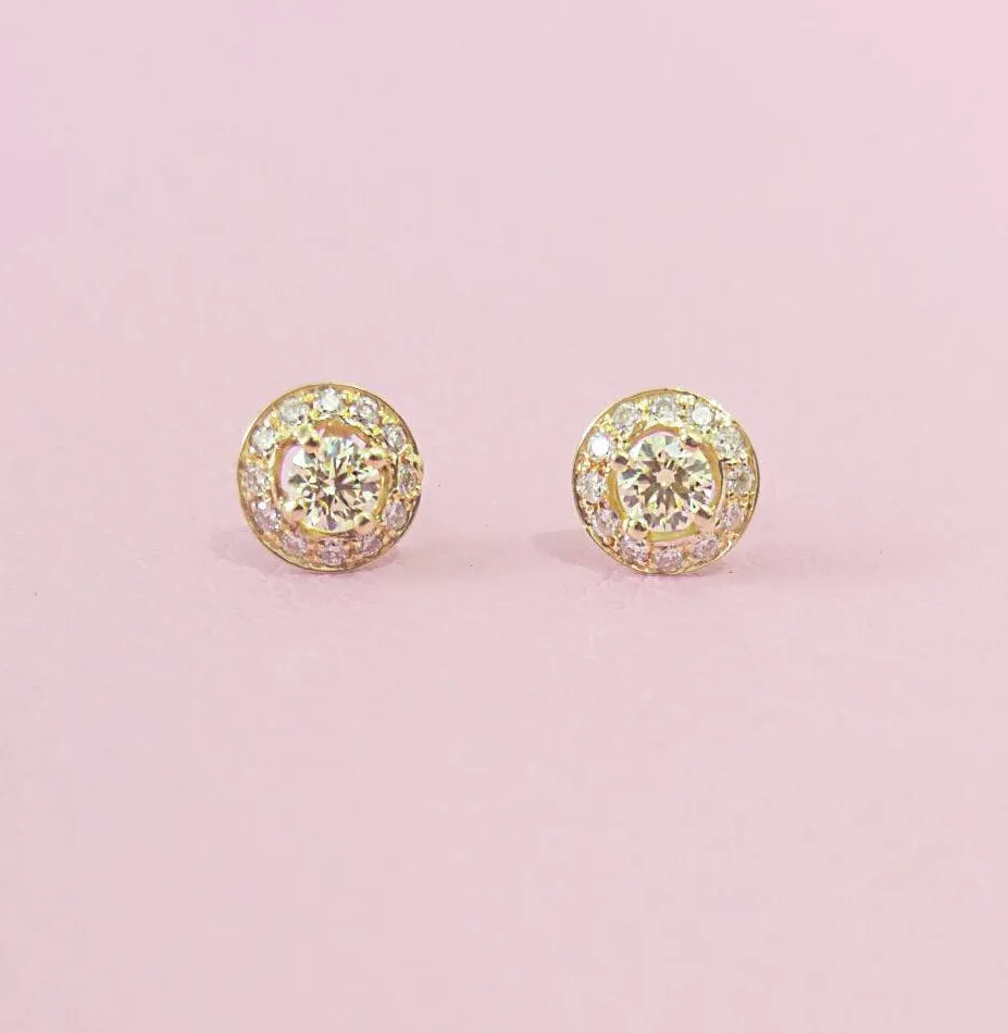 Diamond Halo Earrings - Diamond Cluster Earrings