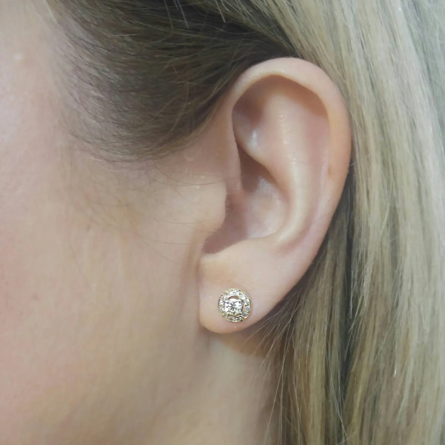 Diamond Halo Earrings - Diamond Cluster Earrings
