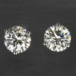 Diamond Round  Stud Earrings .90 Carats