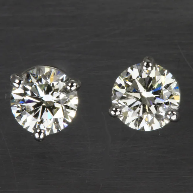 Diamond Round  Stud Earrings .90 Carats