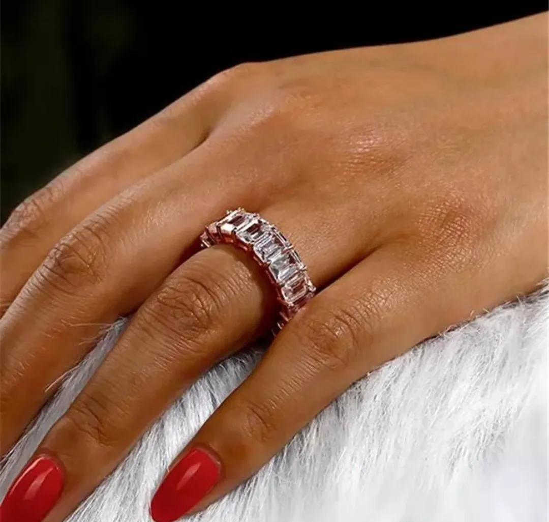Diamond Veneer Cubic Zirconia Eternity Band Ring. 635R3646