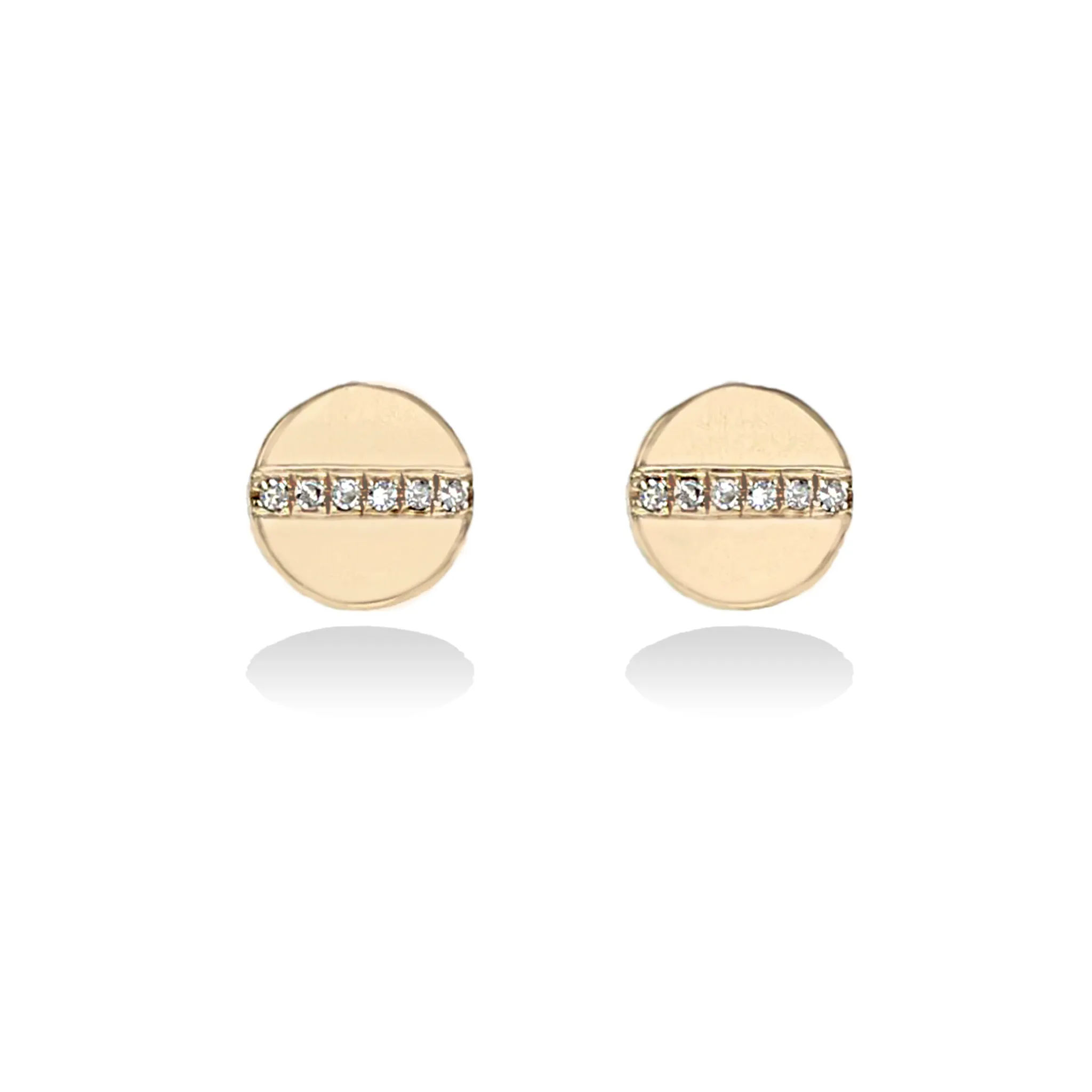 Divided Diamond Disc Stud Earrings