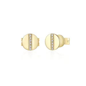 Divided Diamond Disc Stud Earrings