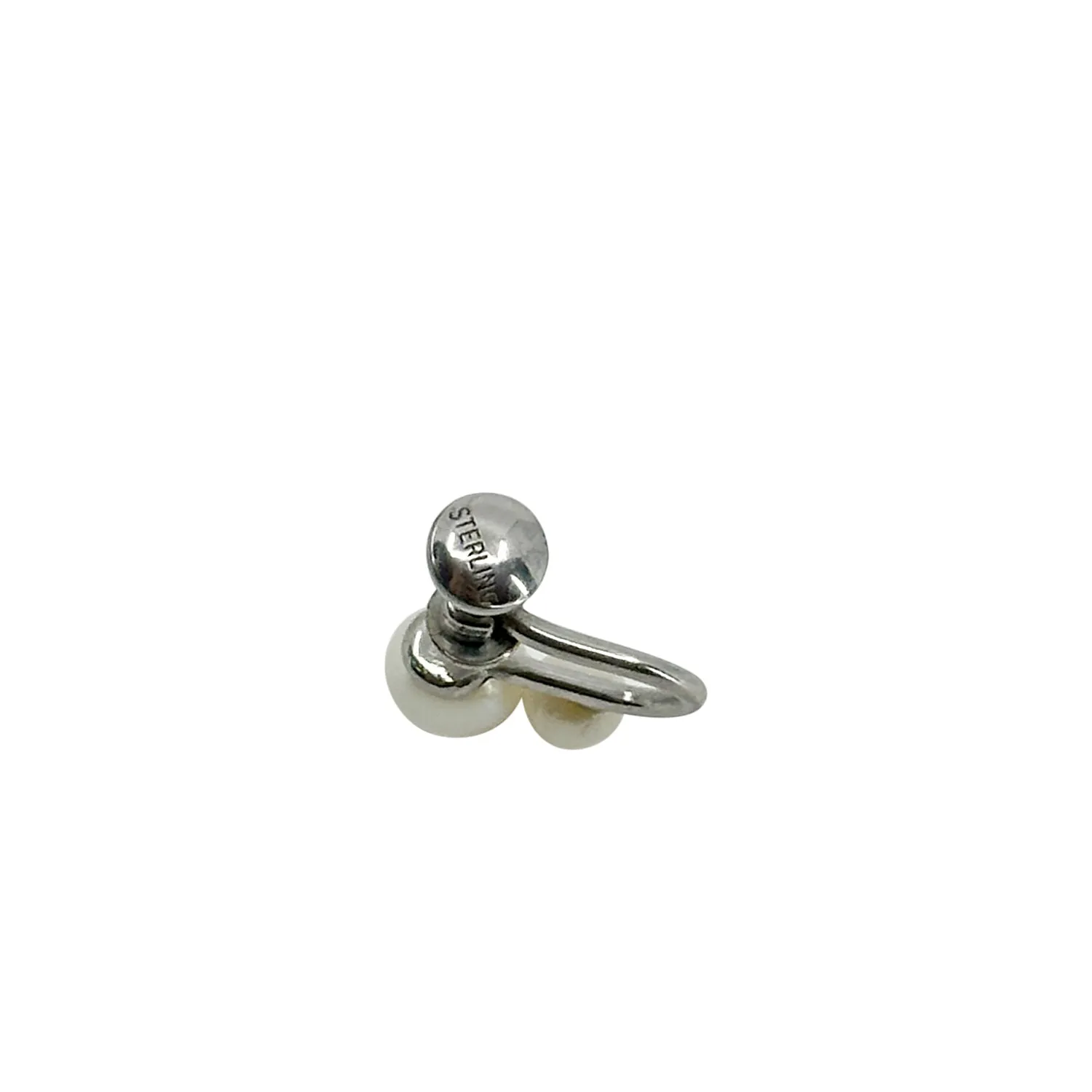 Double Graduated Japanese Saltwater Akoya Cultured Pearl Screwback Earrings- Sterling Silver
