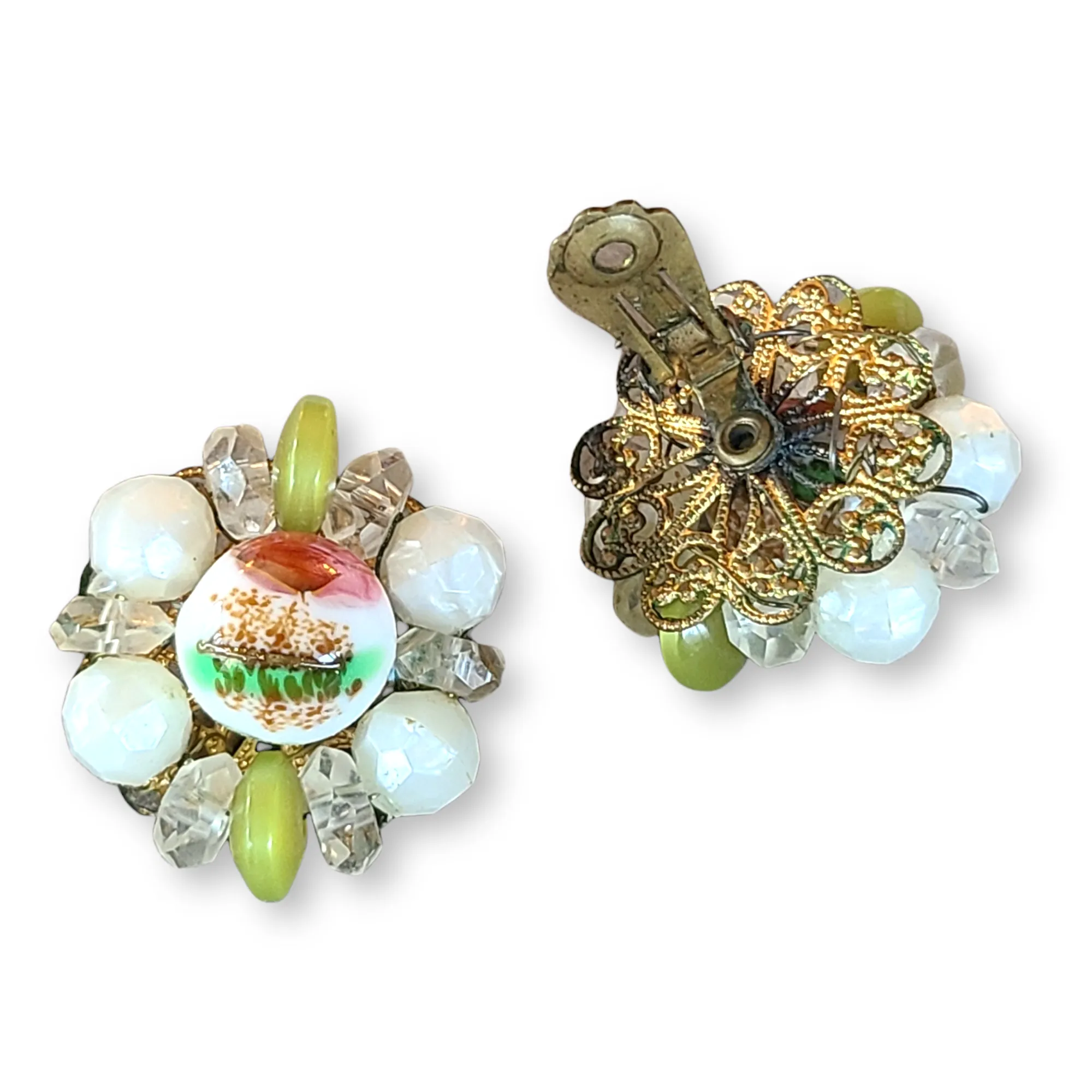 Double-Strand Art Glass Bead Necklace with Matching Bracelet and Earrings