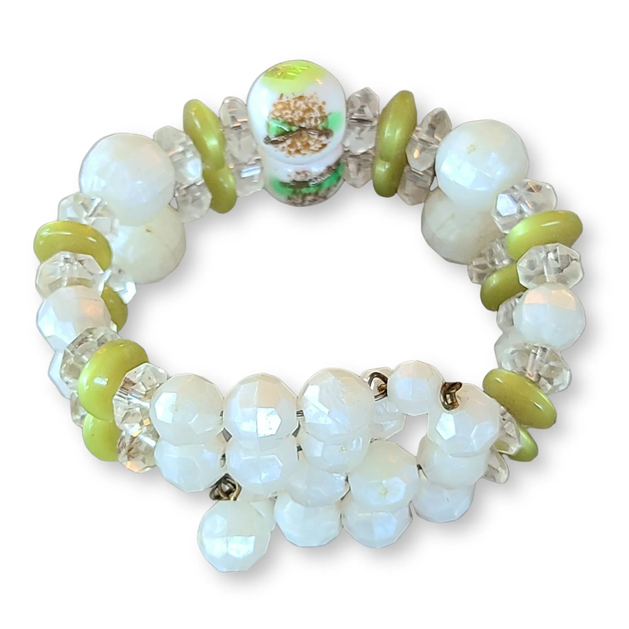 Double-Strand Art Glass Bead Necklace with Matching Bracelet and Earrings