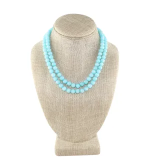 Double Strand Semi Precious Sky Blue Beaded Stones