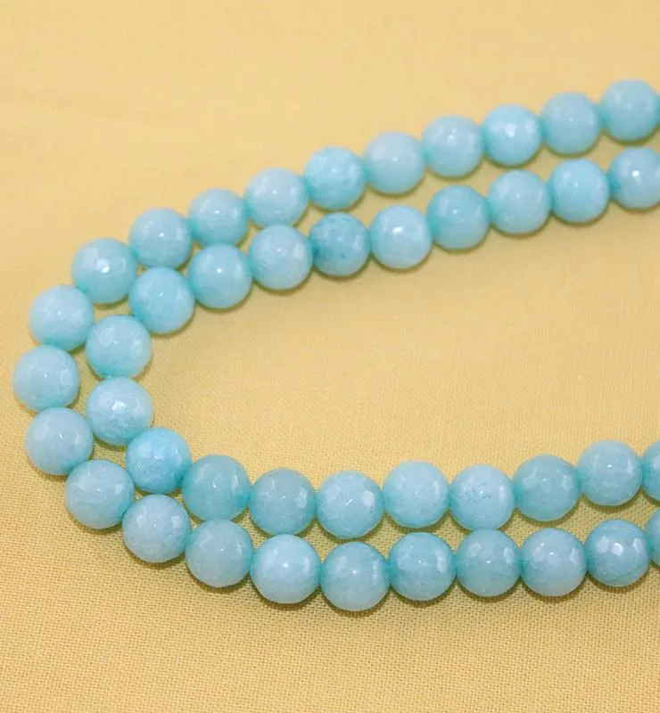 Double Strand Semi Precious Sky Blue Beaded Stones