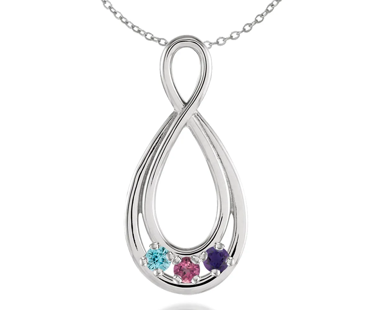 Double Teardrop Birthstone Family Necklace
