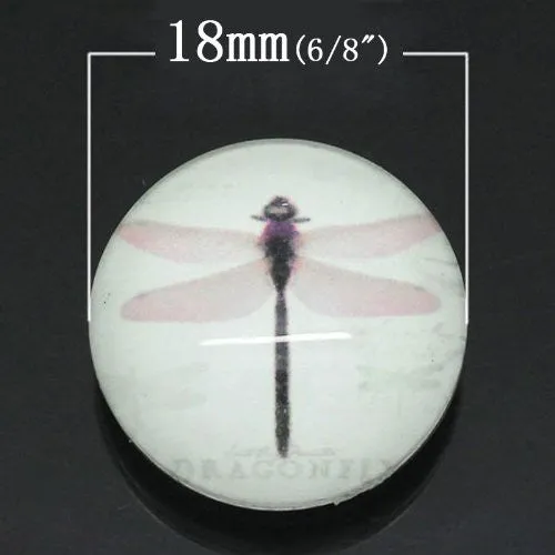 Dragonfly Glass Chunk Charm Button Fits Chunk Bracelet 18mm for Noosa Style Bracelet
