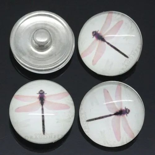 Dragonfly Glass Chunk Charm Button Fits Chunk Bracelet 18mm for Noosa Style Bracelet