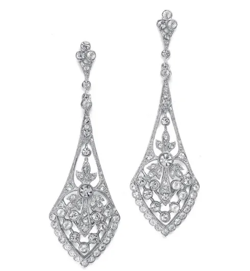 Dramatic Vintage Bridal Earrings in Cubic Zirconia
