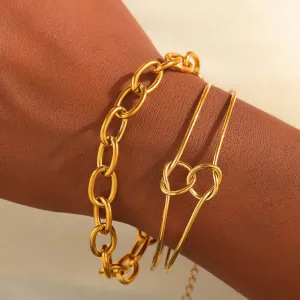 Dual Knot Paperclip Bracelet Stack