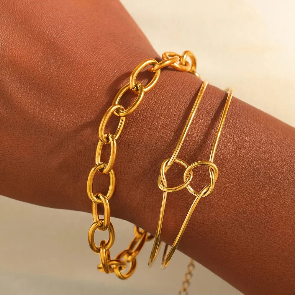 Dual Knot Paperclip Bracelet Stack