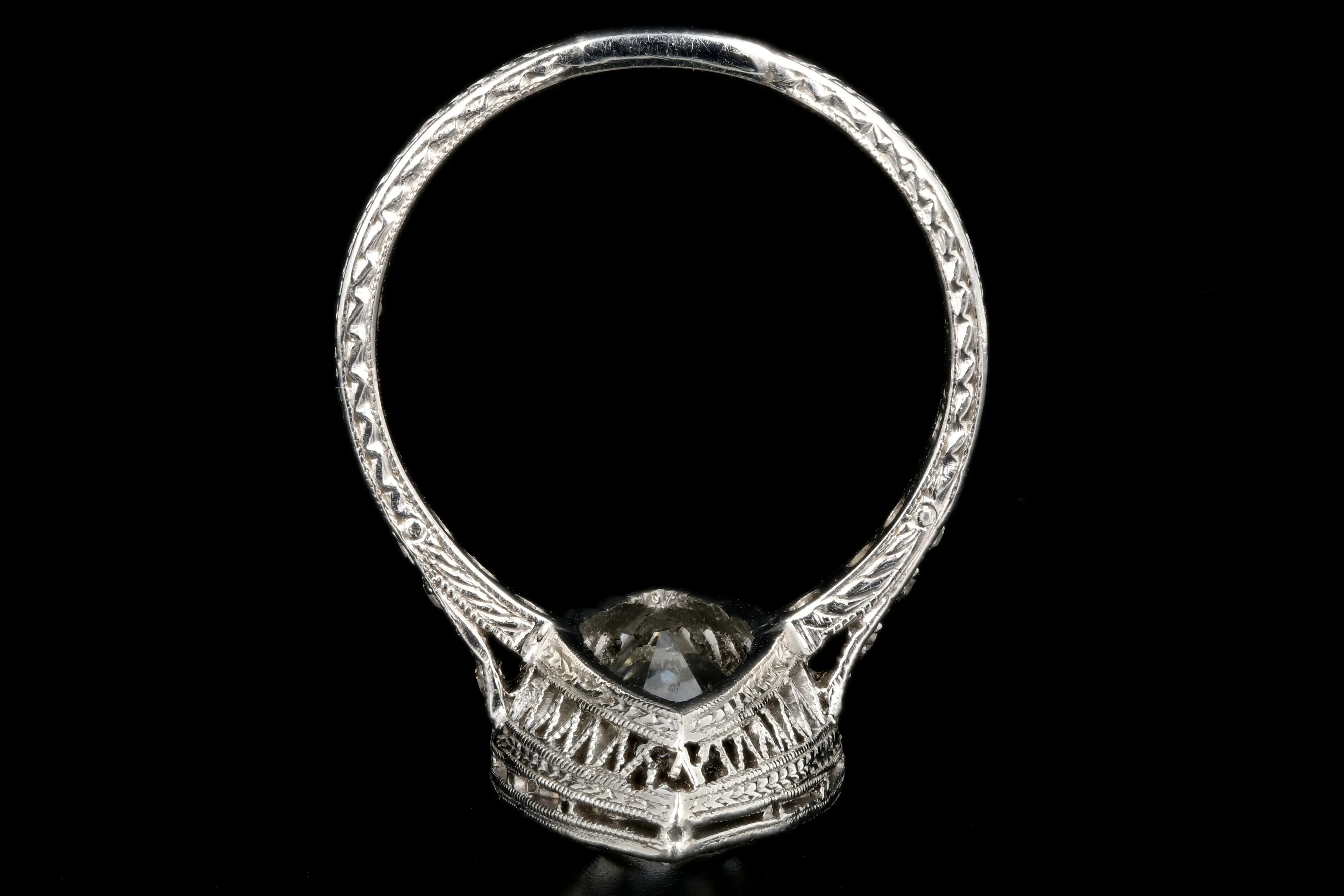 Edwardian Platinum 3.5 Carat Old Euro Center Navette Ring