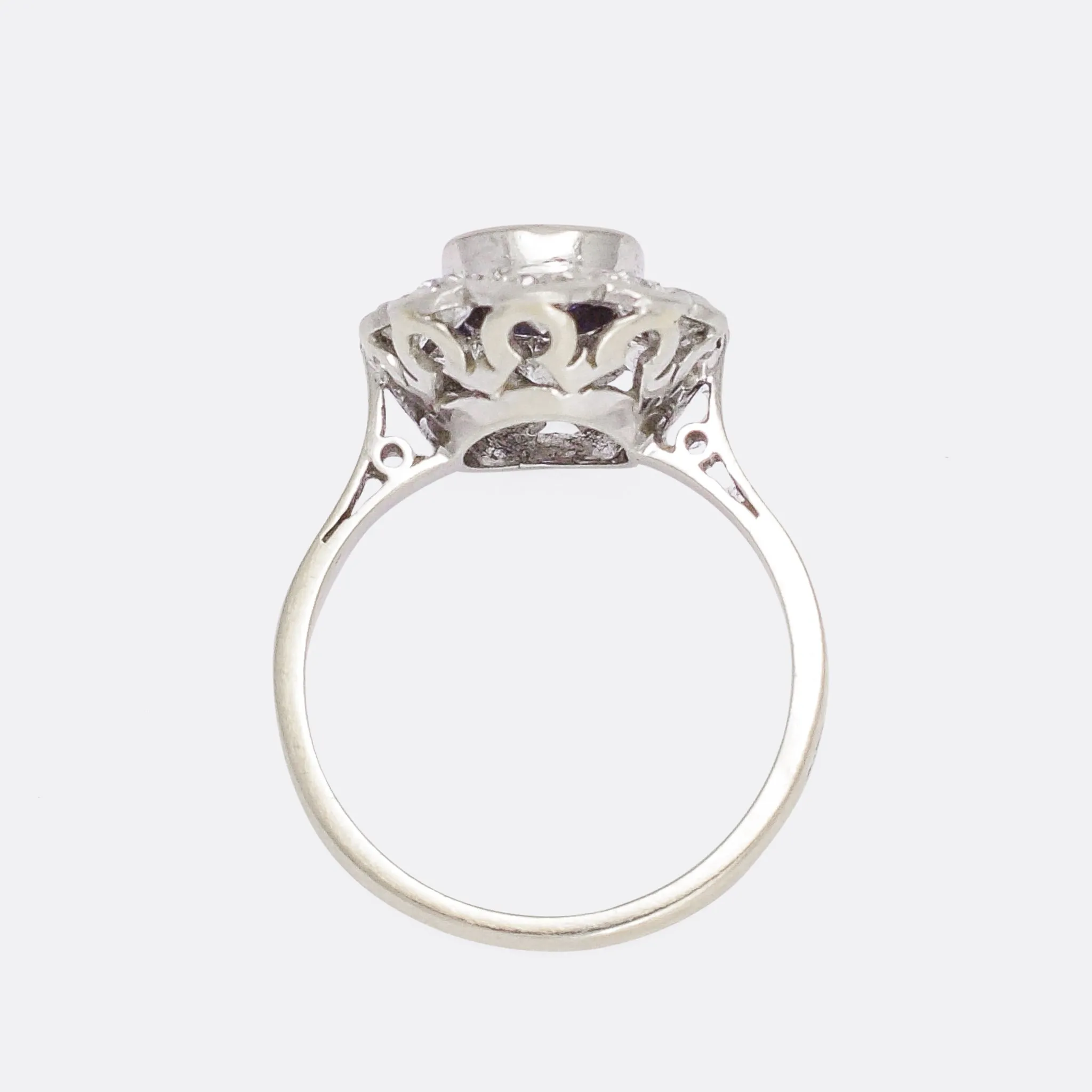 Edwardian Sapphire & Diamond Flower Engagement Ring